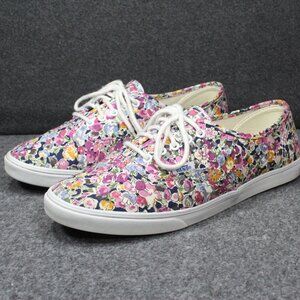Vans Low Authentic Floral Cushioned Sneaker, Pink White, Womens Size 9 Mens 7.5